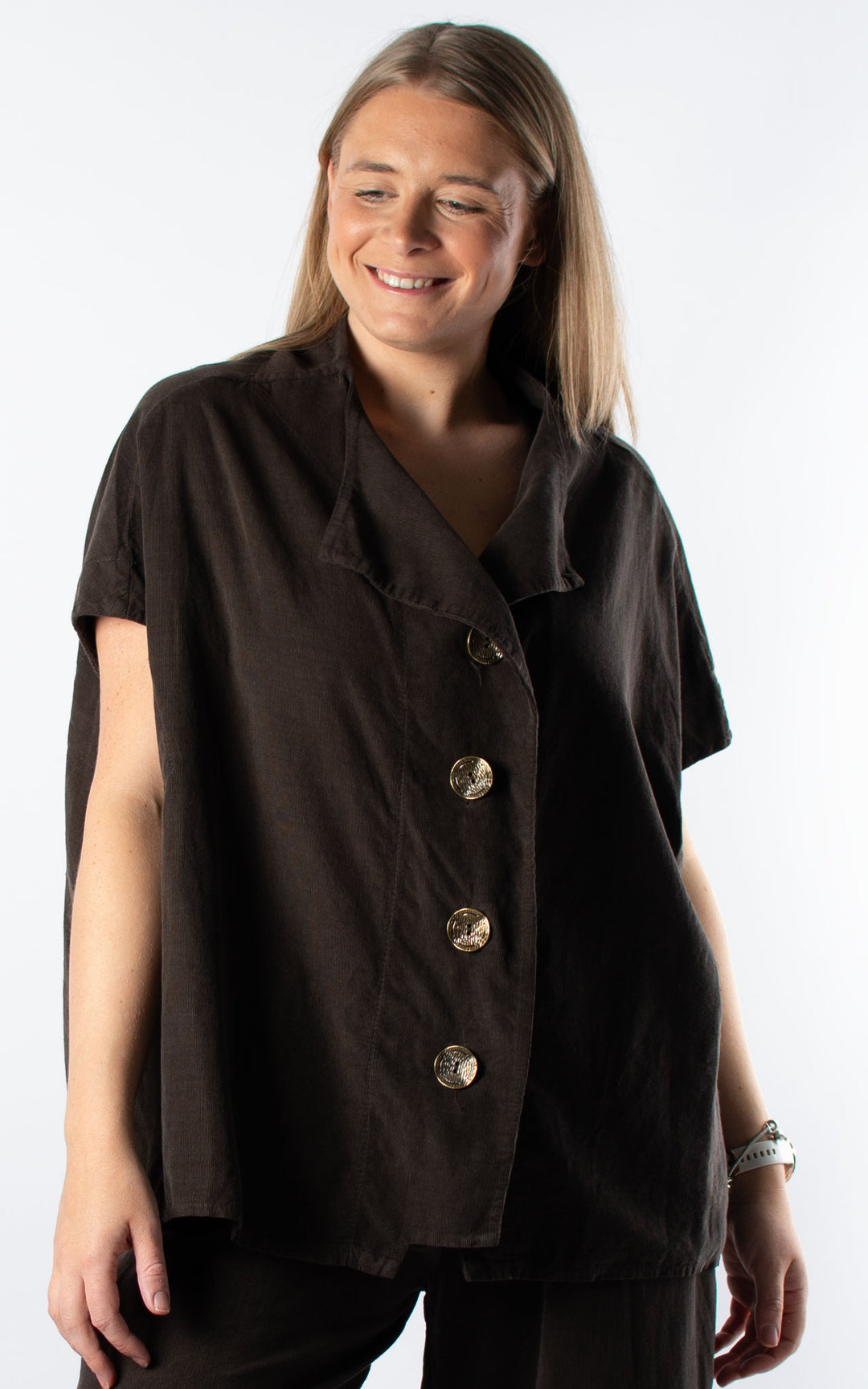 Needlecord Oversized Waistcoat | Chocolate