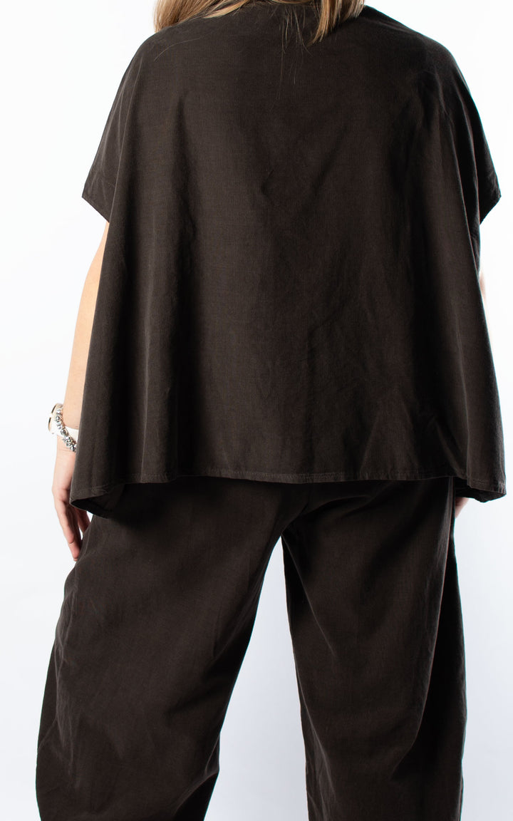 Needlecord Oversized Waistcoat | Chocolate