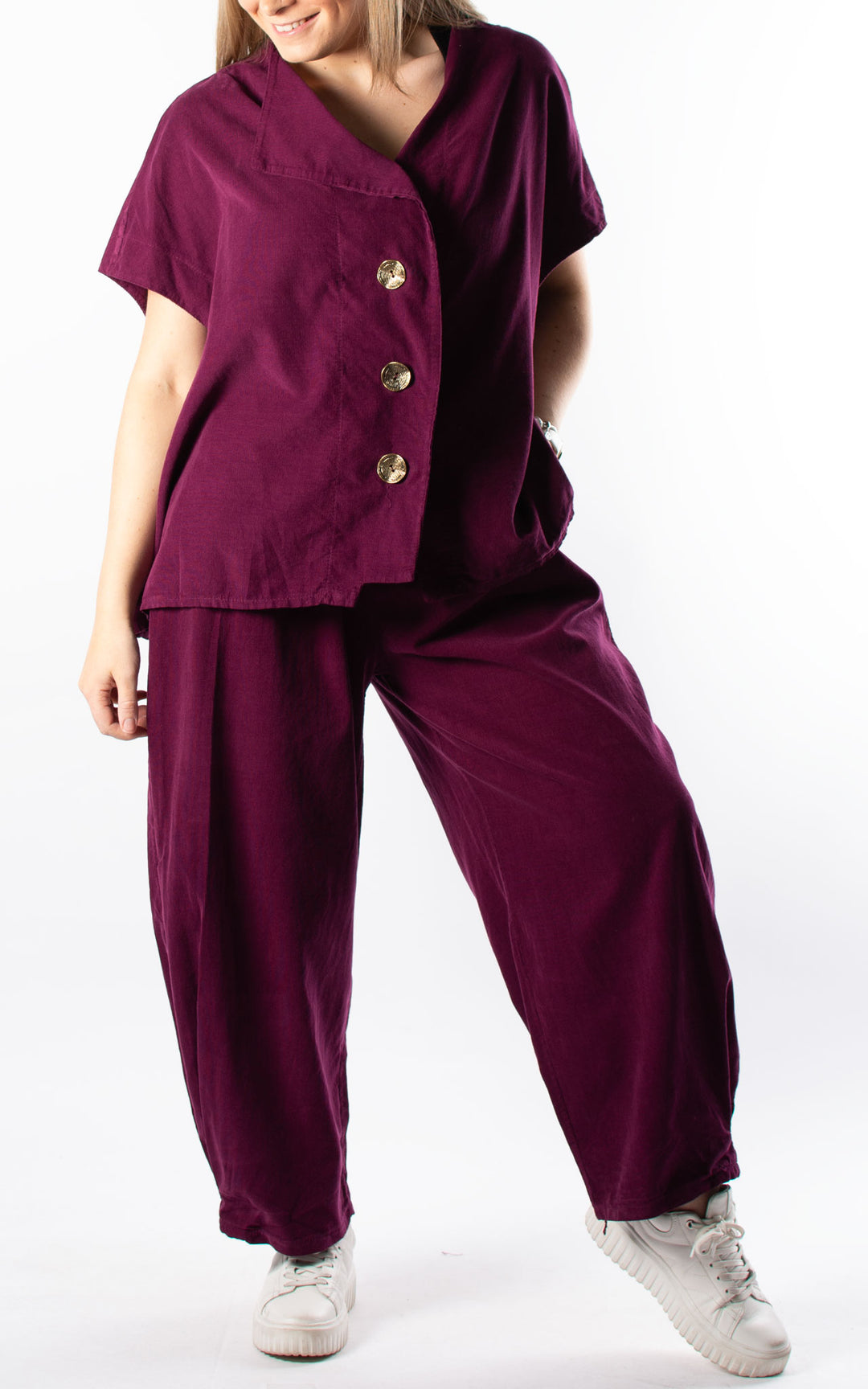 Needlecord Oversized Waistcoat | Plum