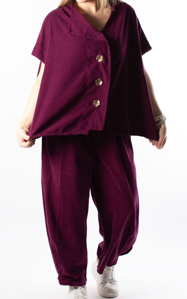 Needlecord Oversized Waistcoat | Plum