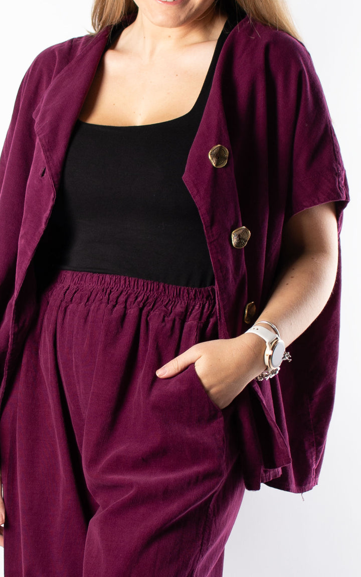 Needlecord Oversized Waistcoat | Plum