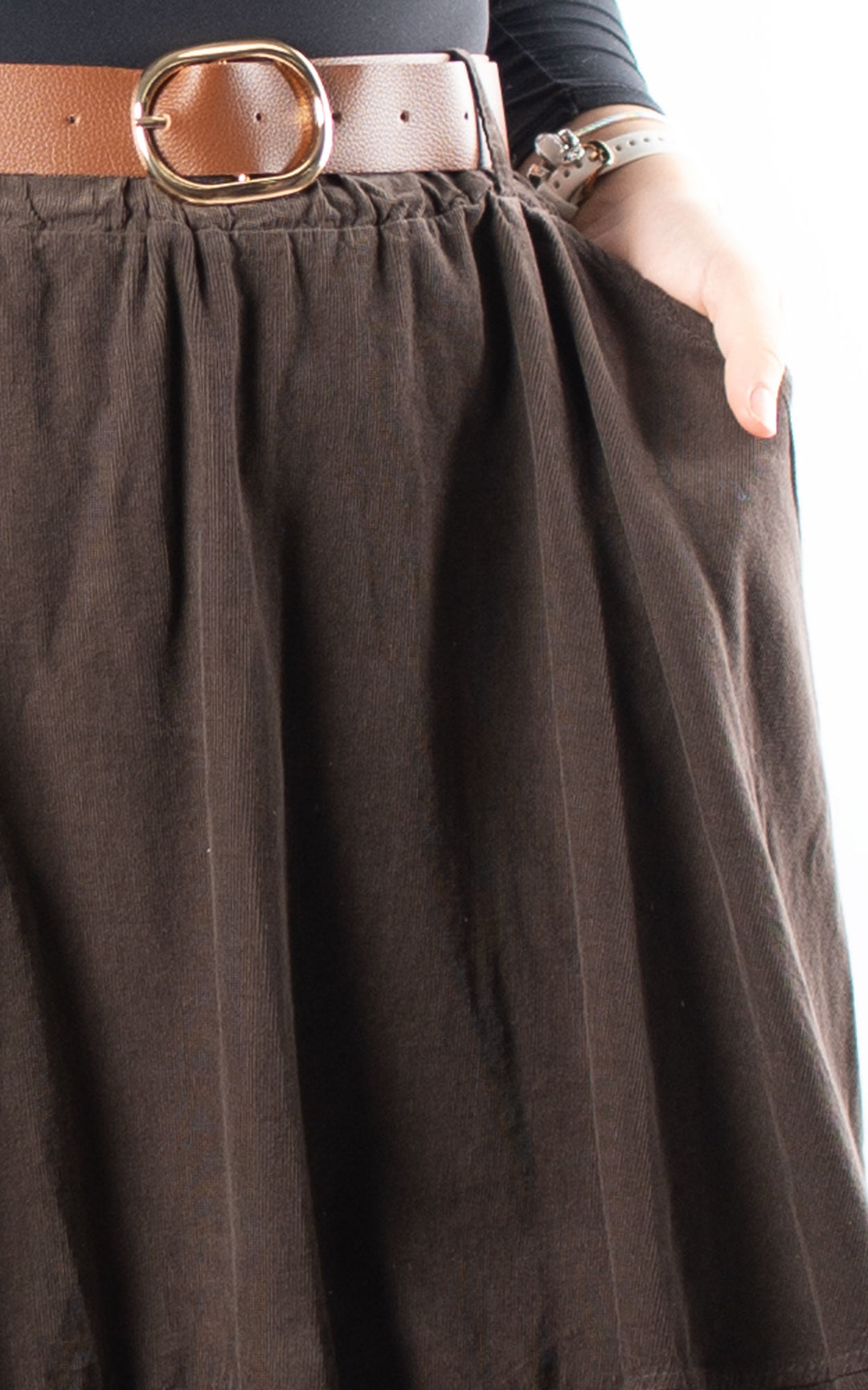 Needlecord Skirt | Chocolate