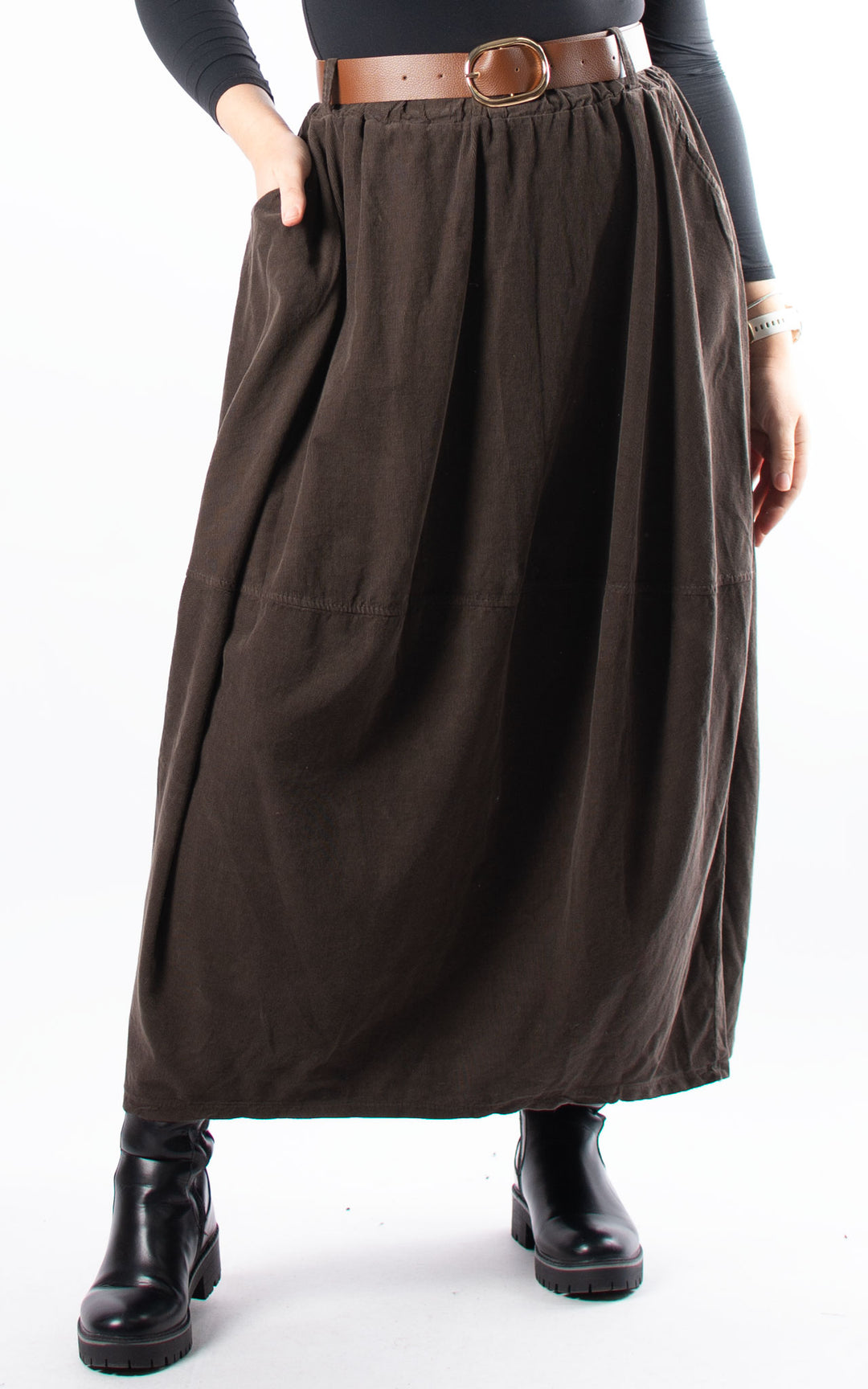 Needlecord Skirt | Chocolate