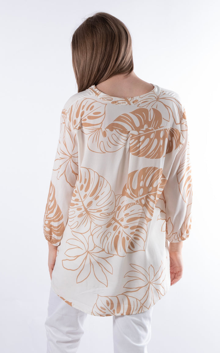 Nellie Leaf Print Top | Ivory&Beige