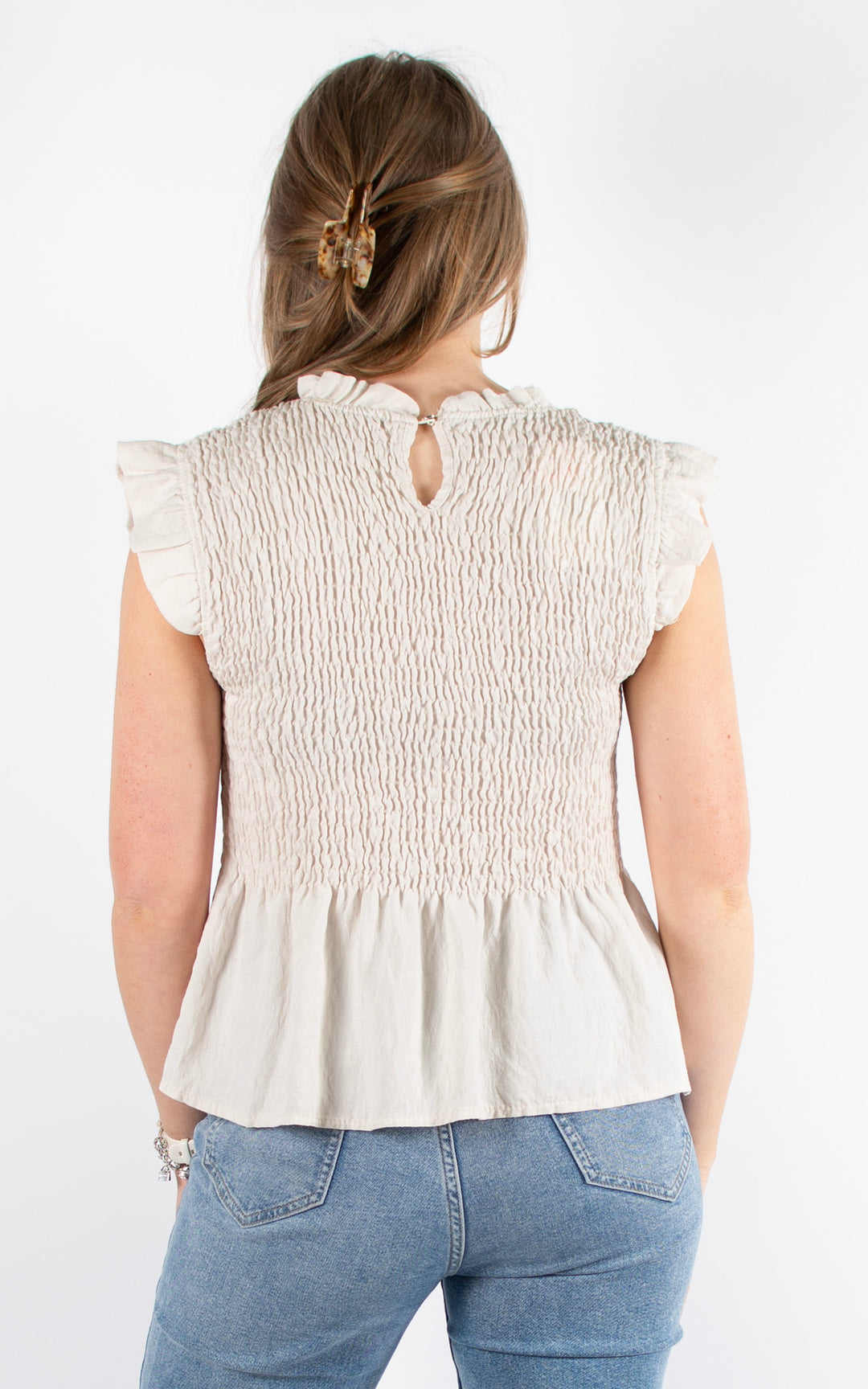 Nia Elasticated Top | Beige