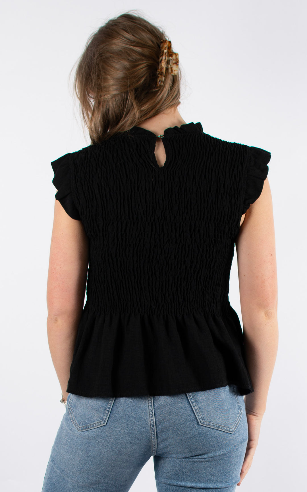Nia Elasticated Top | Black