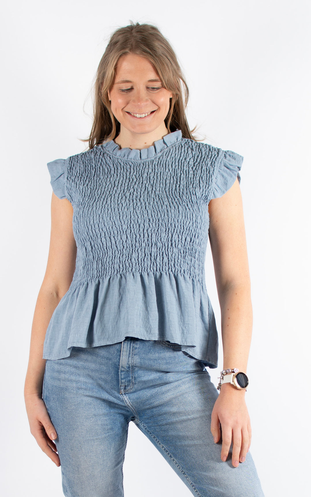 Nia Elasticated Top | Denim