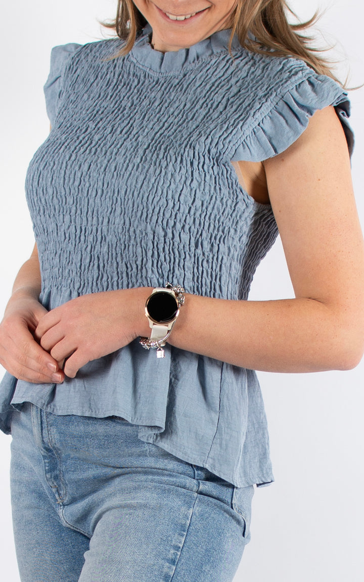 Nia Elasticated Top | Denim