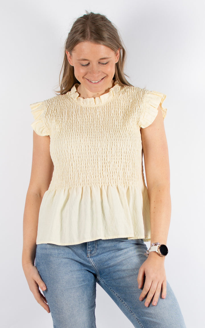 Nia Elasticated Top | Yellow
