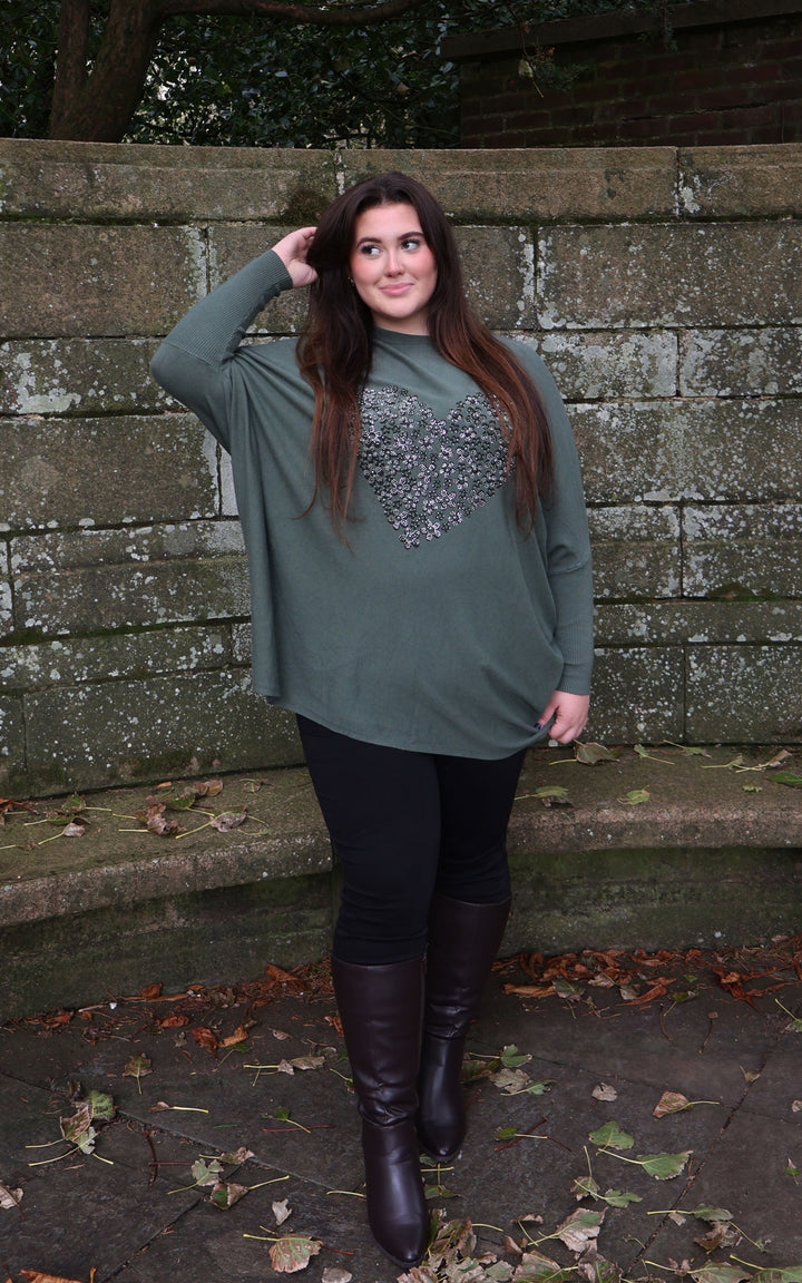 Nicole Heart Jumper | Khaki