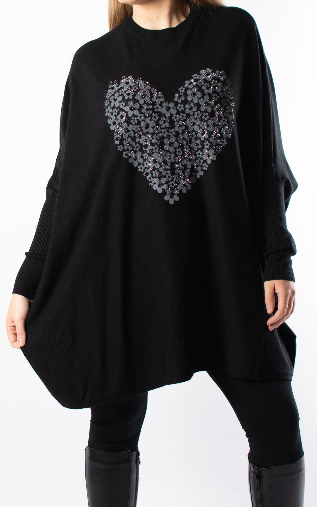 Nicole Heart Jumper | Black