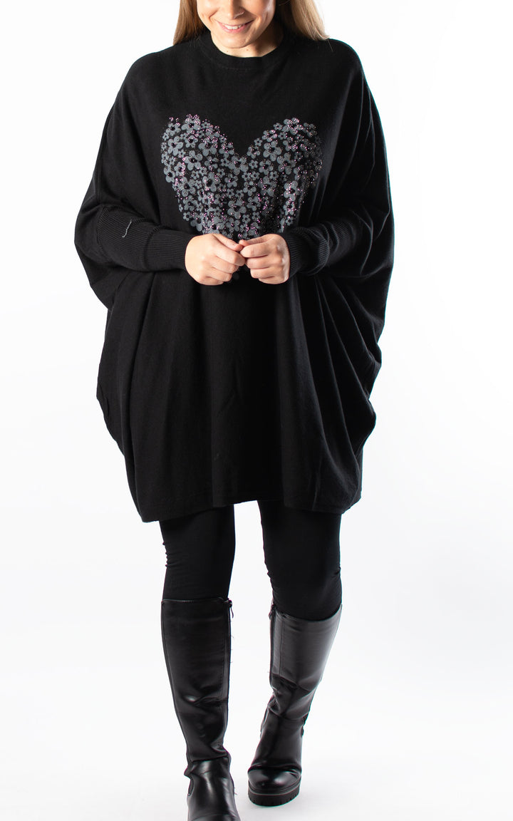 Nicole Heart Jumper | Black