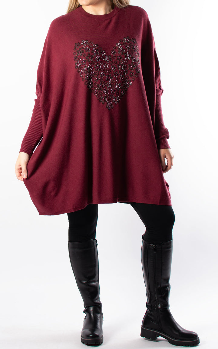 Nicole Heart Jumper | Burgundy
