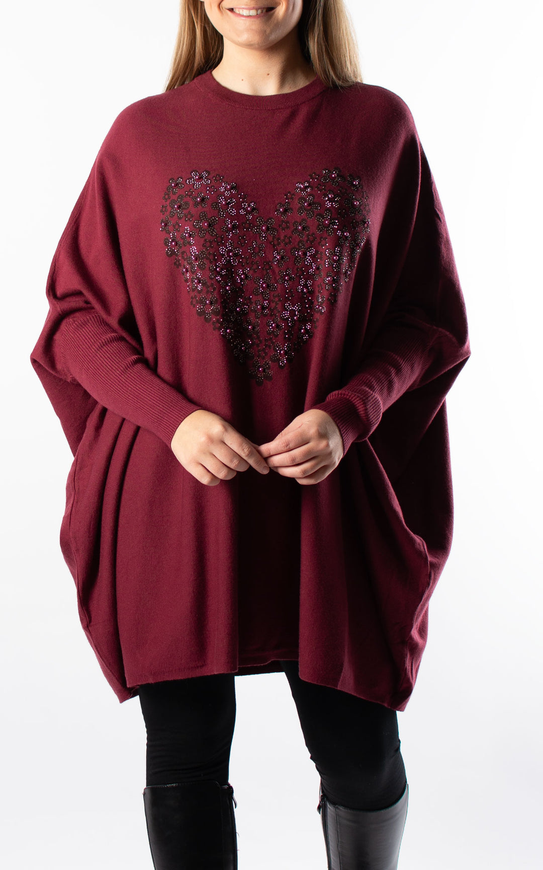 Nicole Heart Jumper | Burgundy