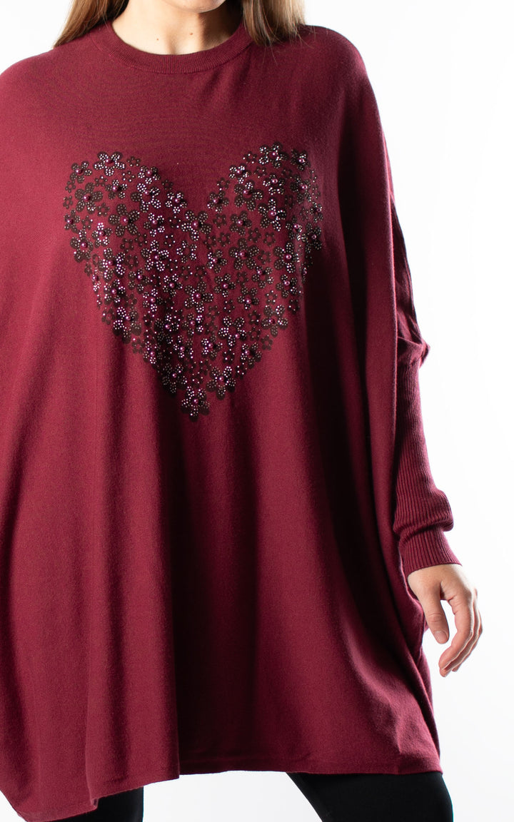 Nicole Heart Jumper | Burgundy