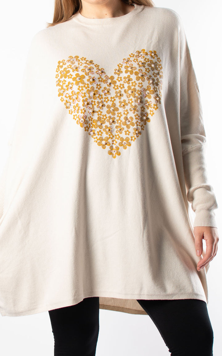 Nicole Heart Jumper | Cream