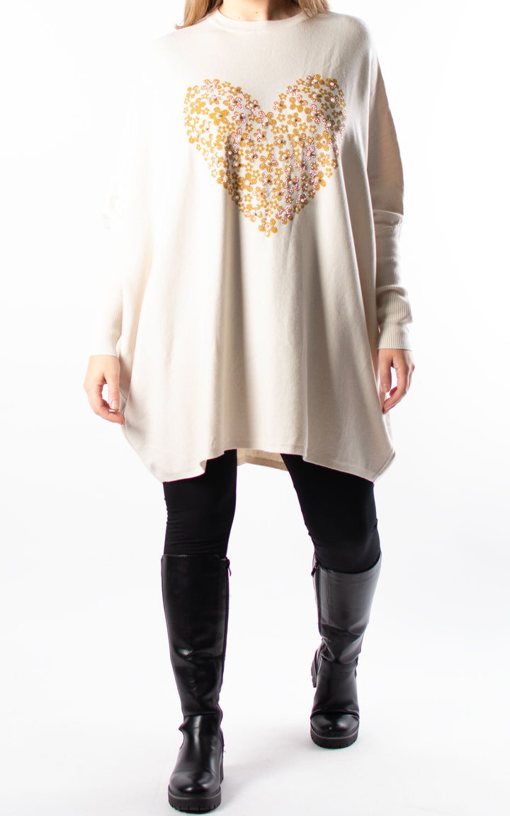 Nicole Heart Jumper | Cream