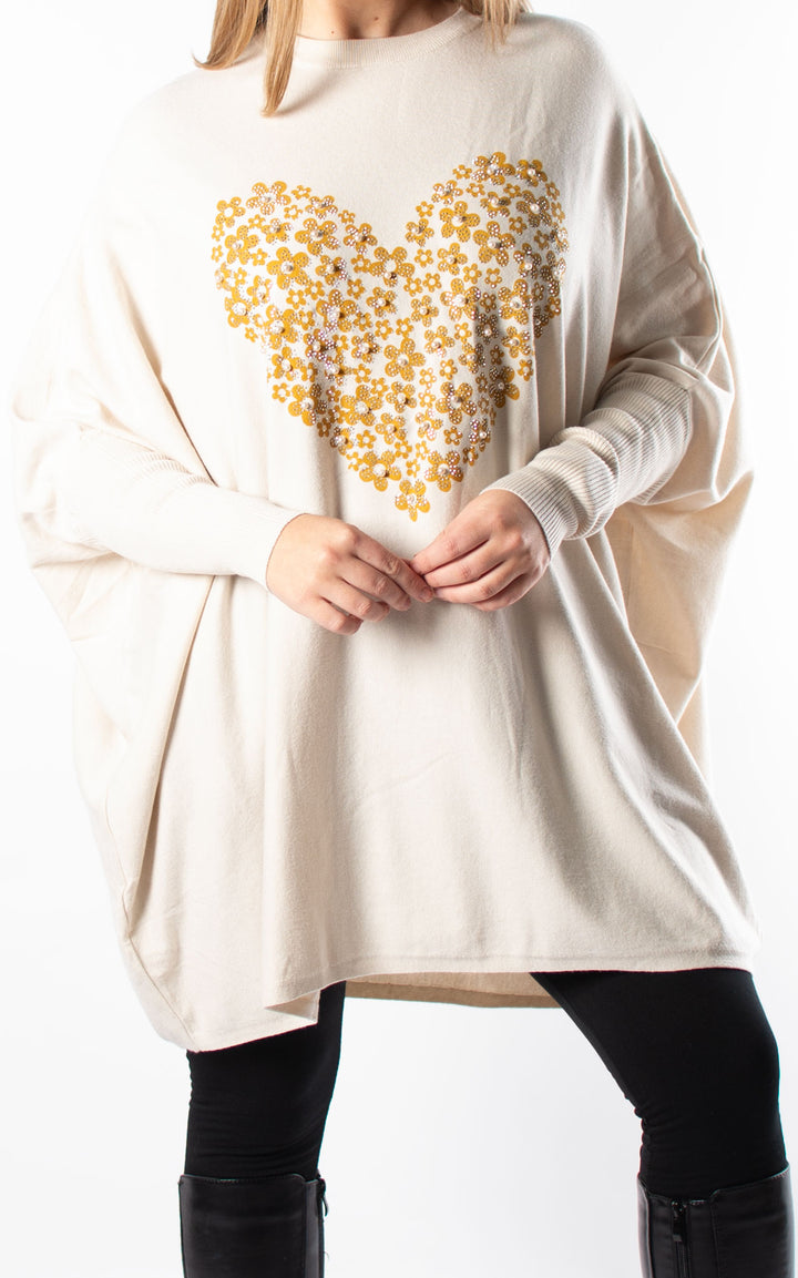 Nicole Heart Jumper | Cream