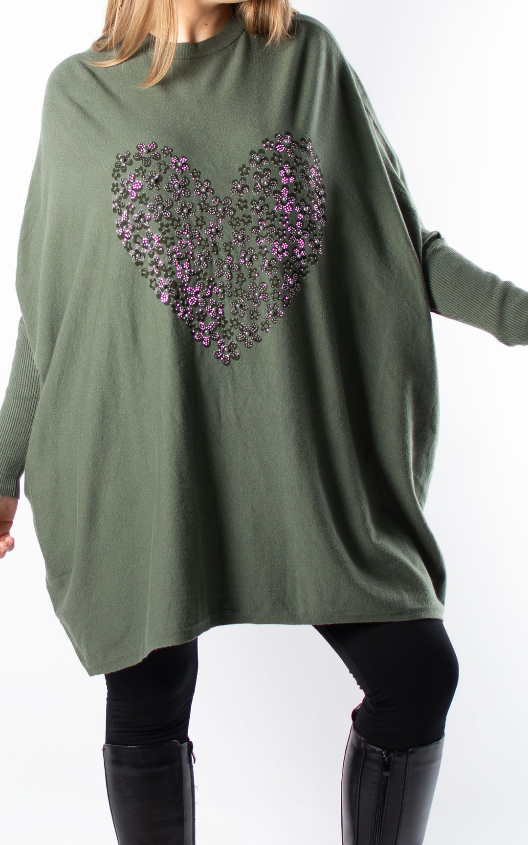 Nicole Heart Jumper | Khaki