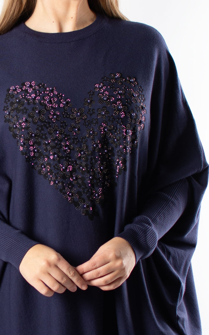 Nicole Heart Jumper | Navy
