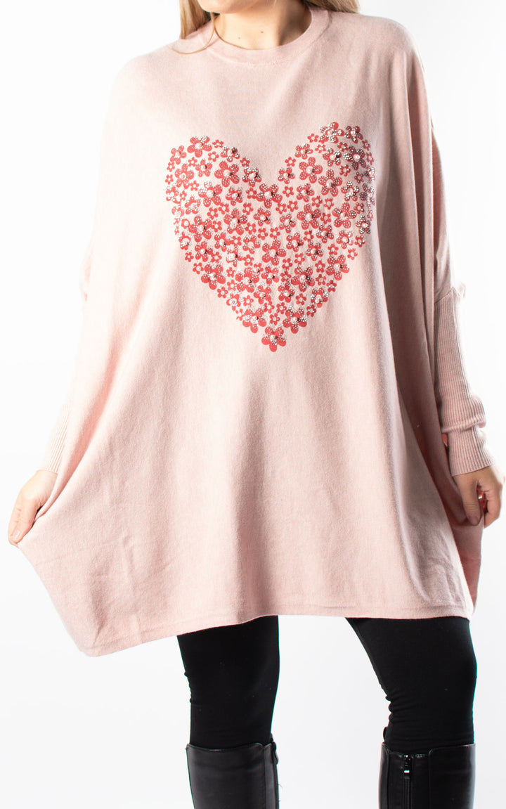 Nicole Heart Jumper | Pink