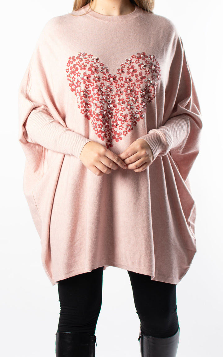 Nicole Heart Jumper | Pink