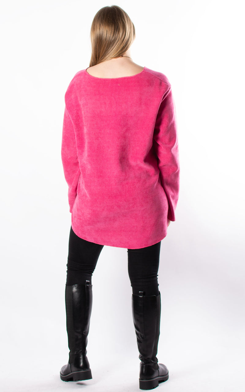 Nina Cord Top | Hot Pink