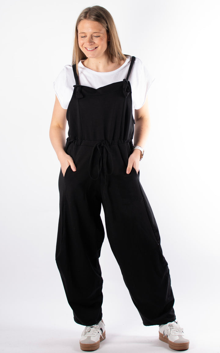 Olivia Tie Dungarees | Black