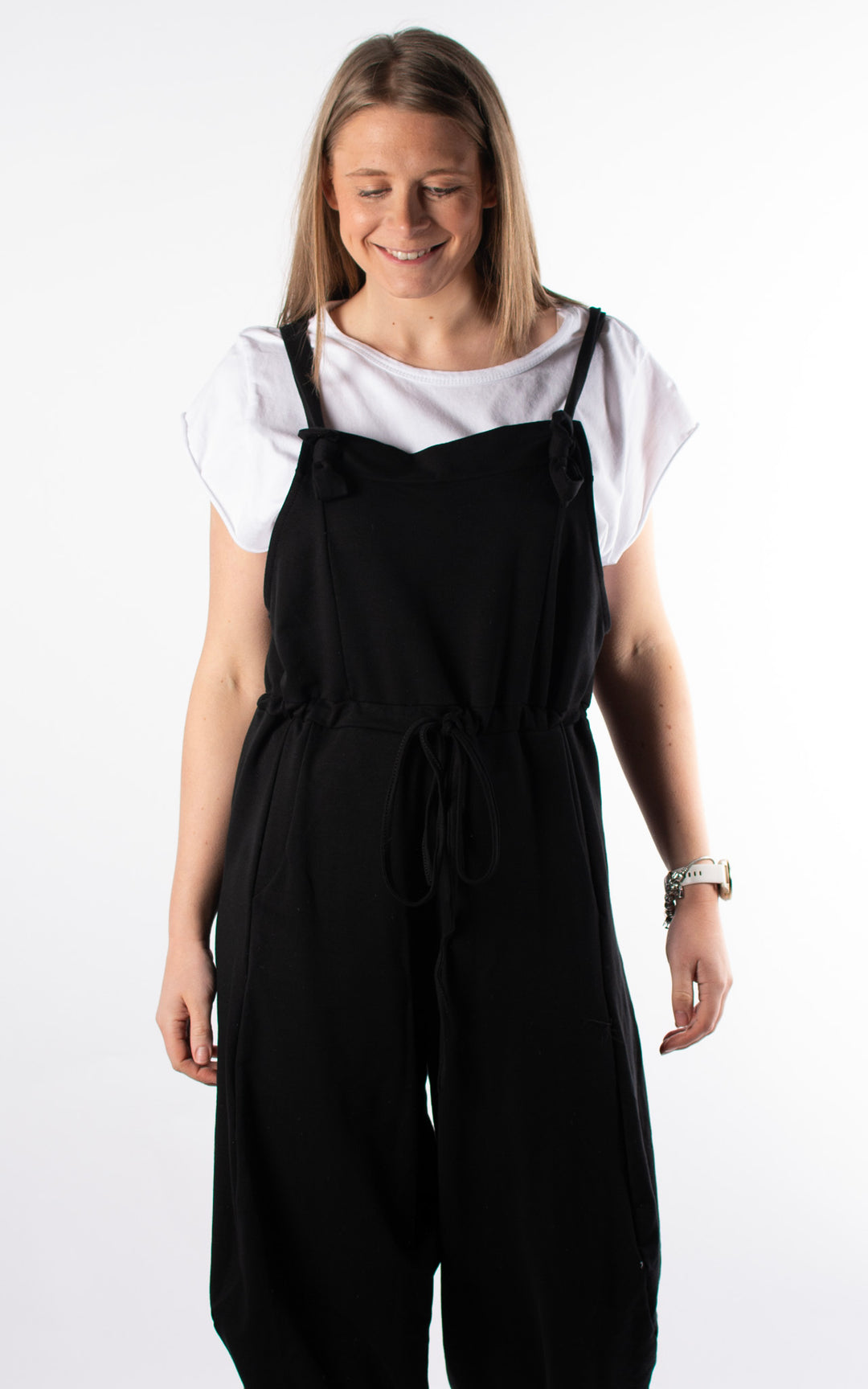 Olivia Tie Dungarees | Black