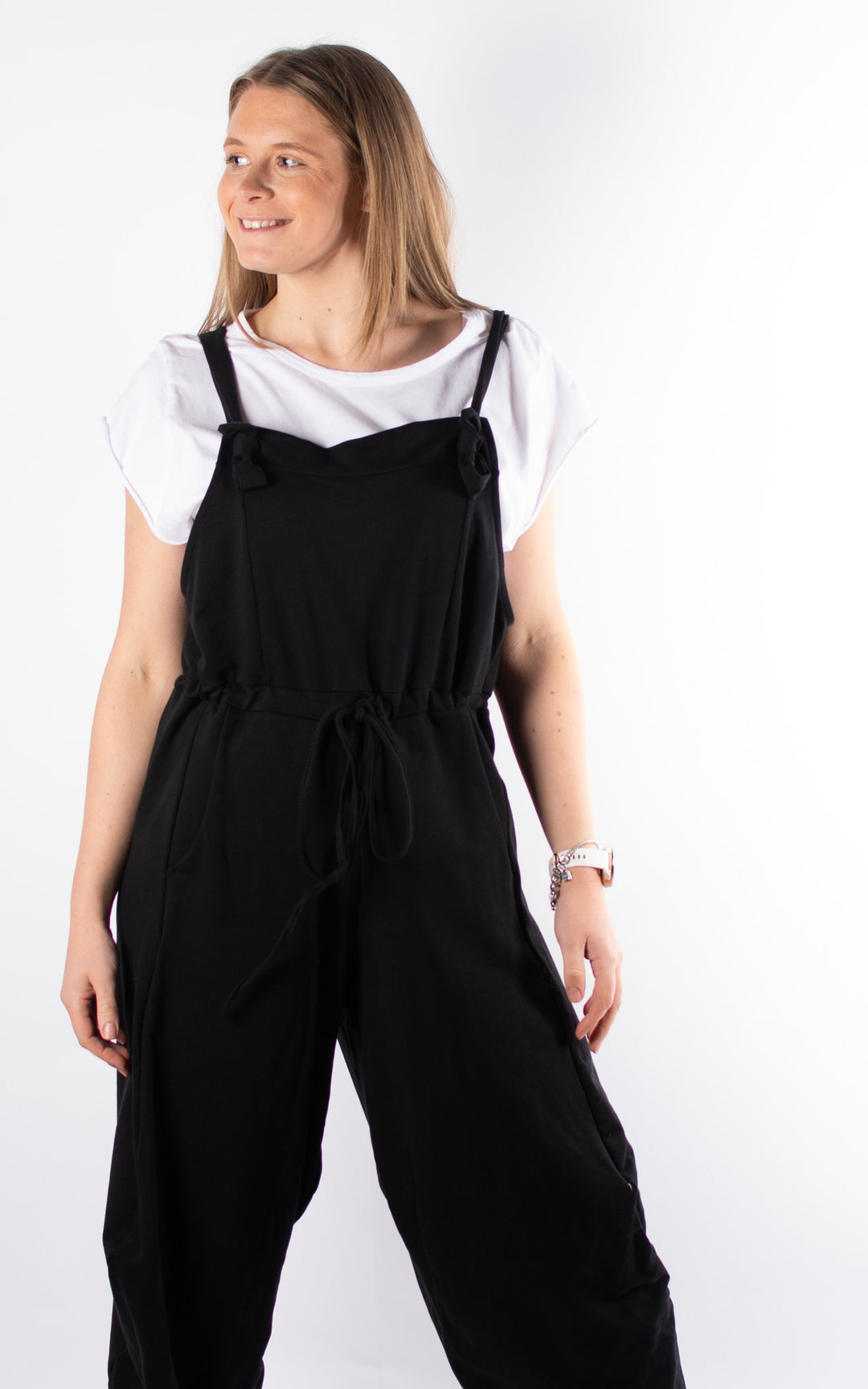 Olivia Tie Dungarees | Black