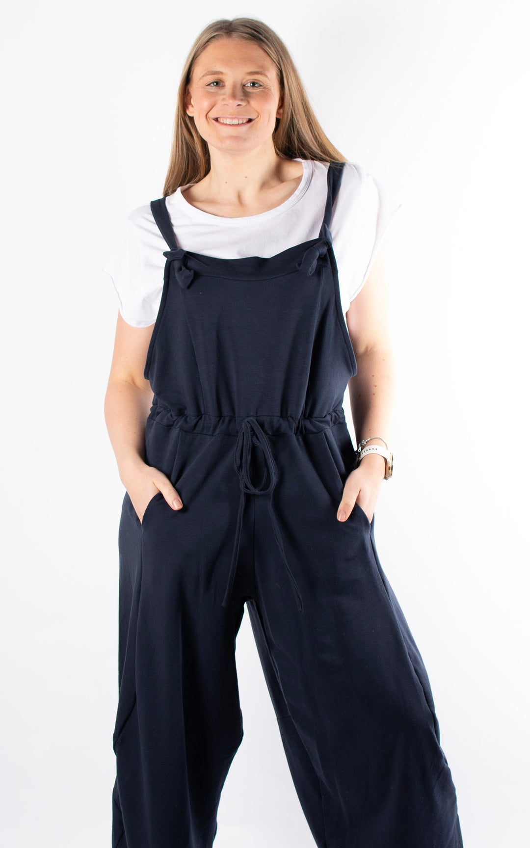 Olivia Tie Dungarees | Navy