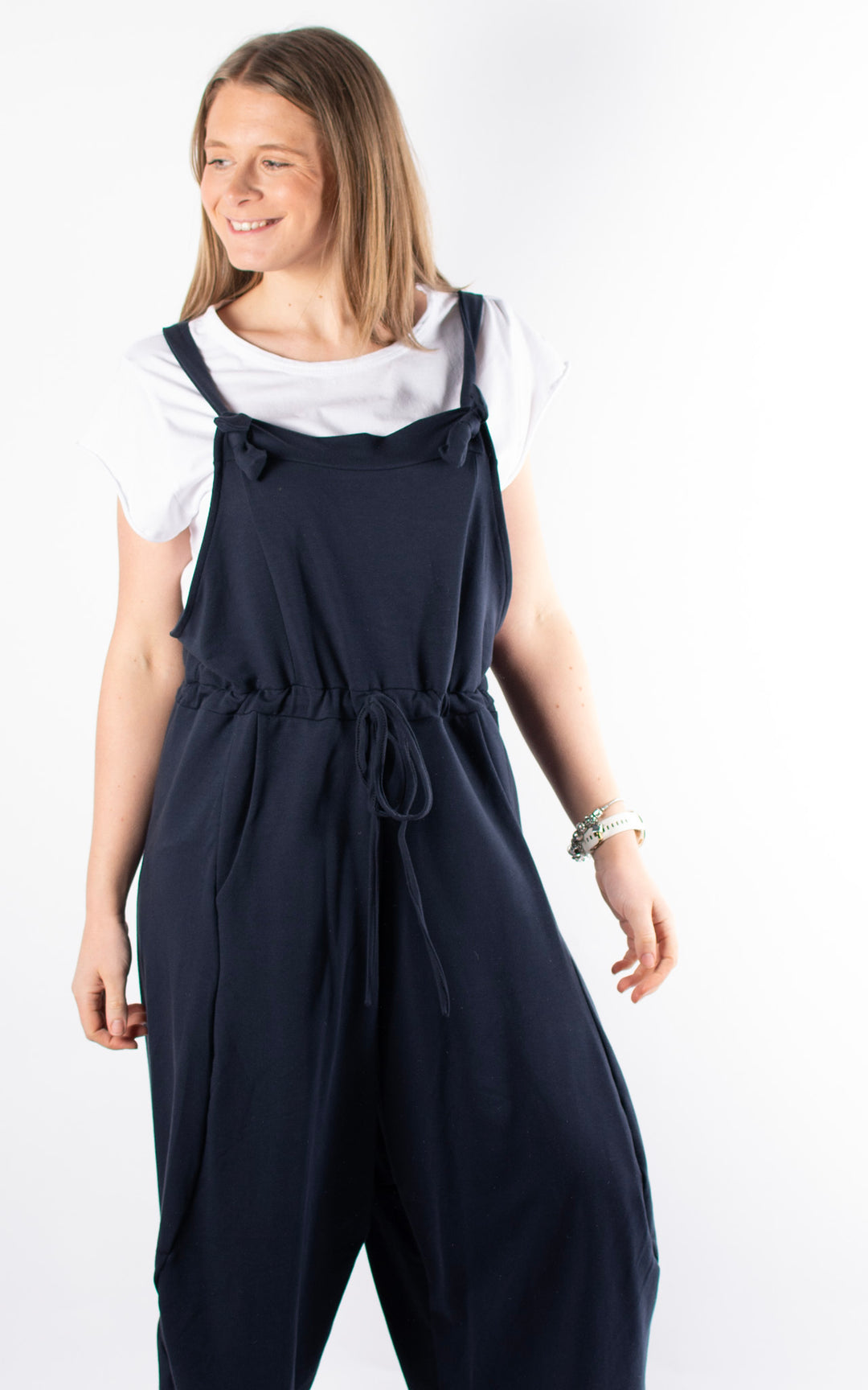 Olivia Tie Dungarees | Navy