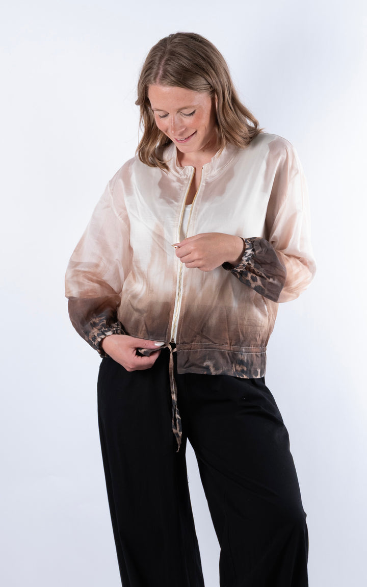Ombre Bomber Jacket | Beige