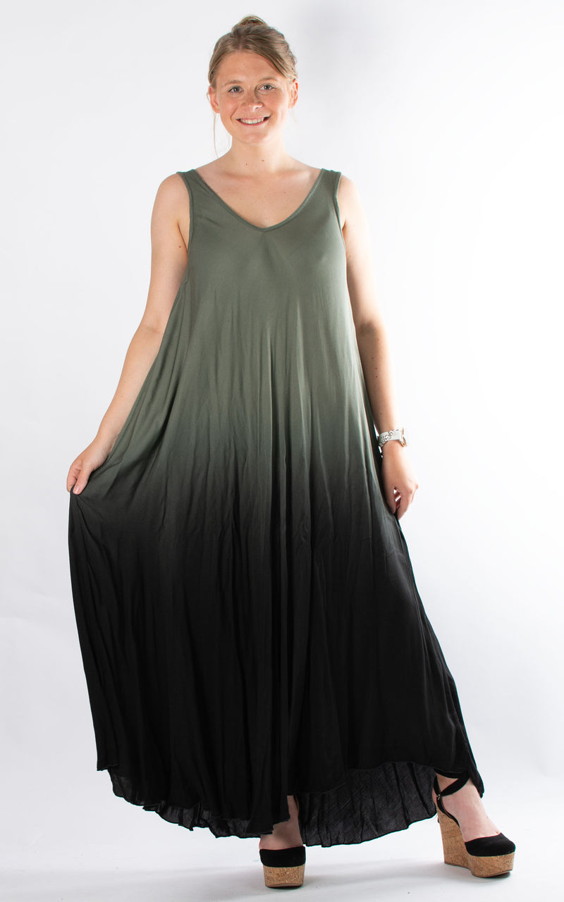 Ombre Dress | Sleeveless | Khaki & Black