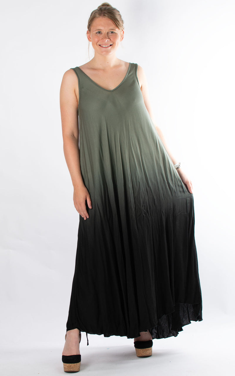 Ombre Dress | Sleeveless | Khaki & Black