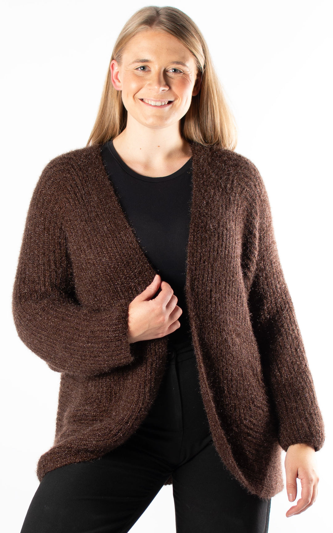 Open Knit Cardi | Chocolate