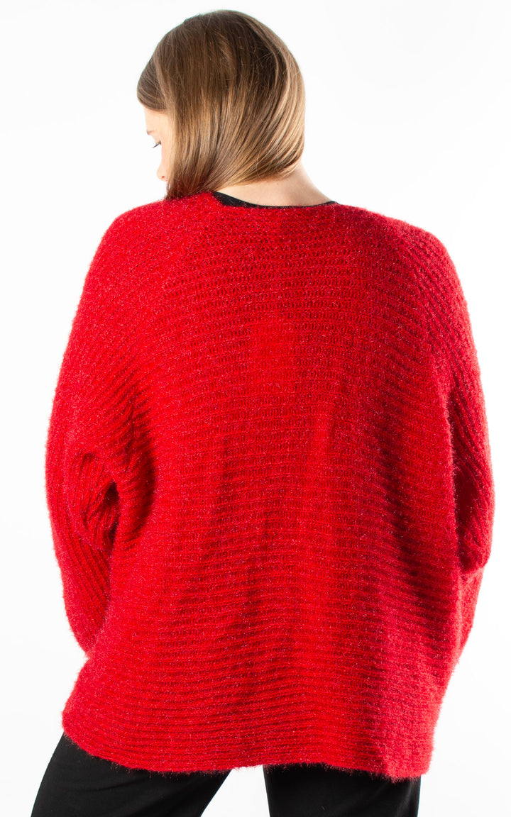Open Knit Cardi | Red
