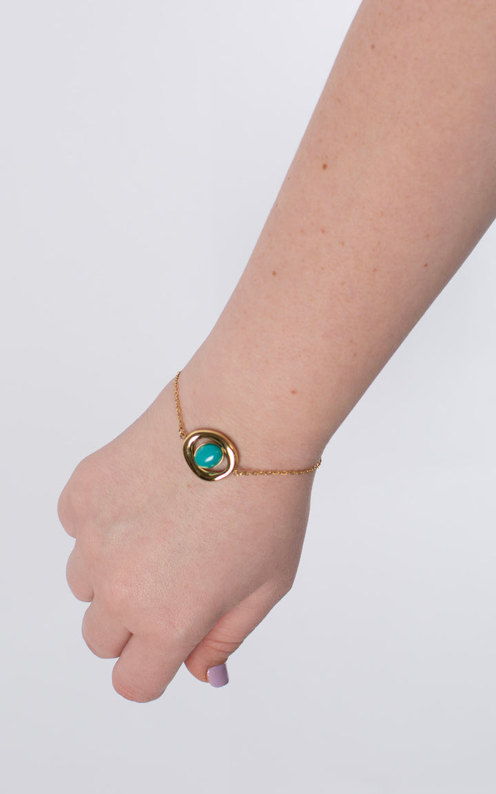 Oval Pearl | Bracelet | Blue