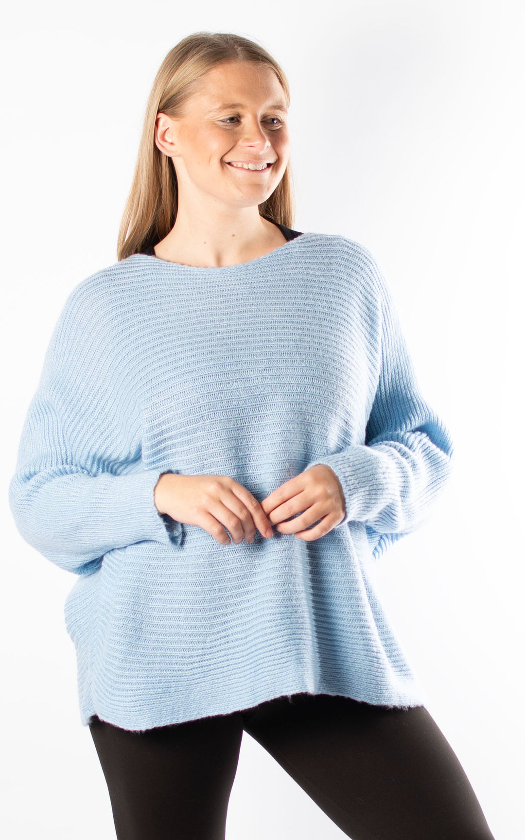 *PRE-ORDER* Batwing Button Back | Baby Blue
