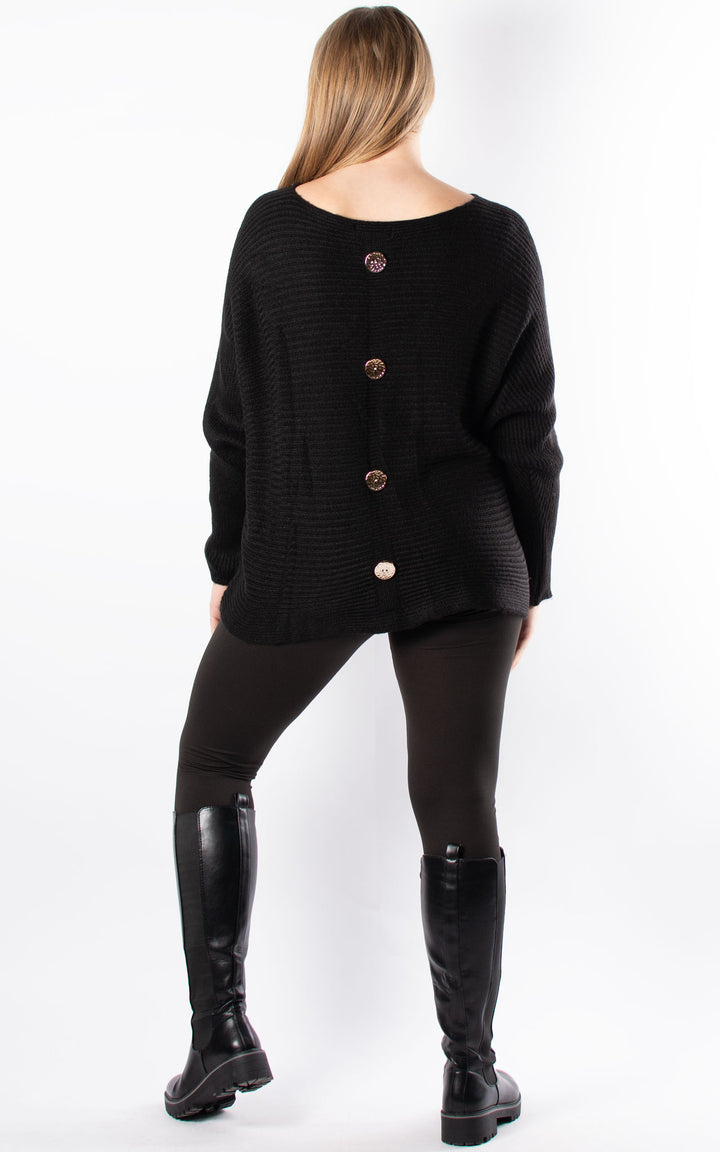 Batwing Button Back | Black