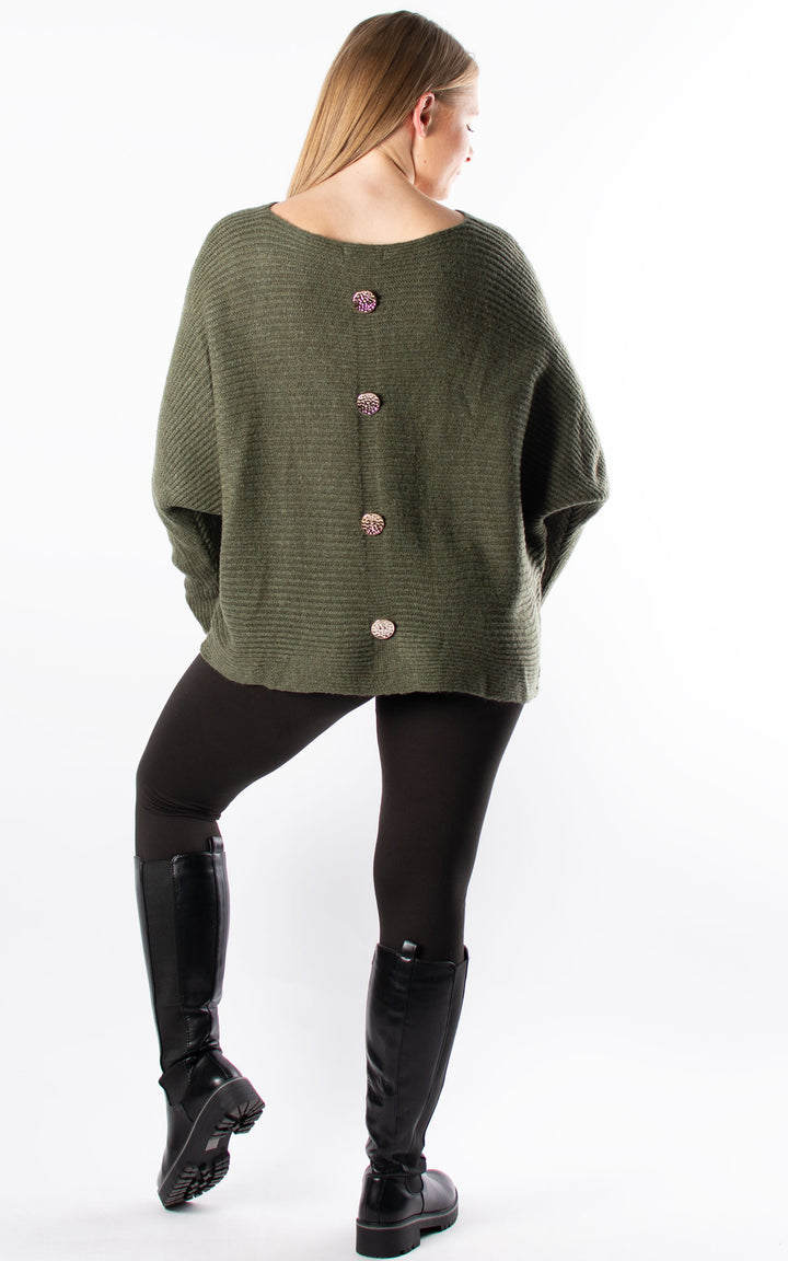 Batwing Button Back | Khaki