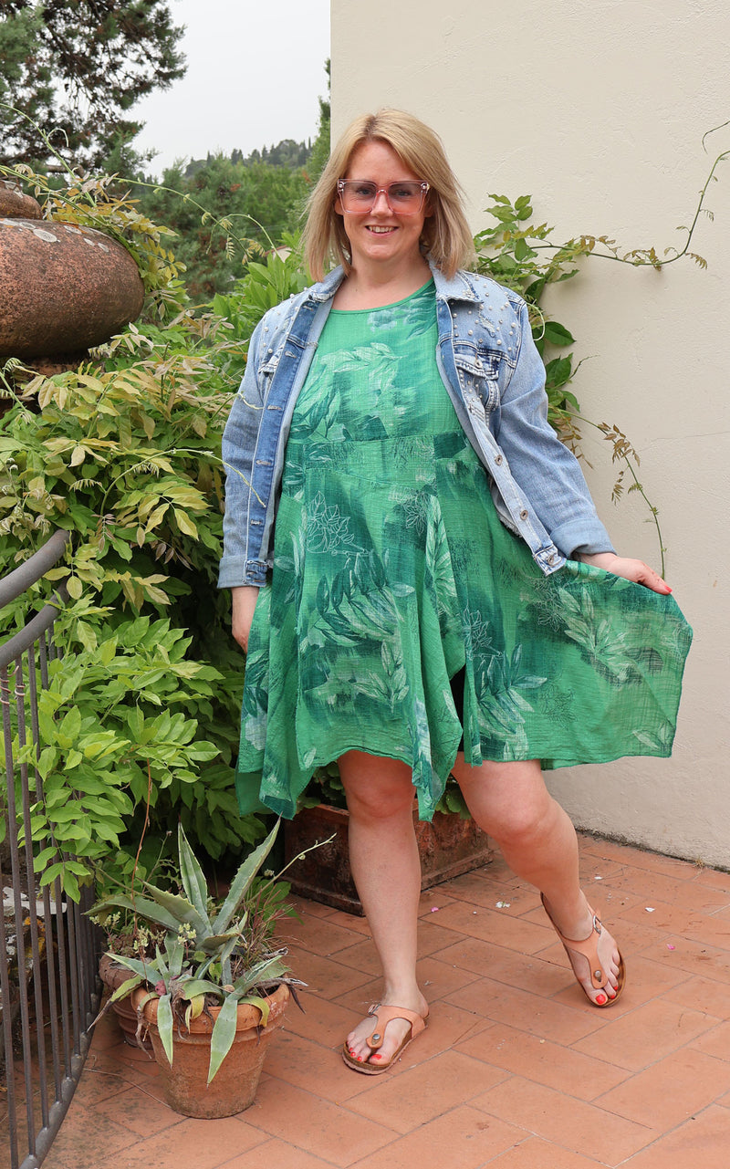 Leaf Print Cheesecloth Tunic | Green