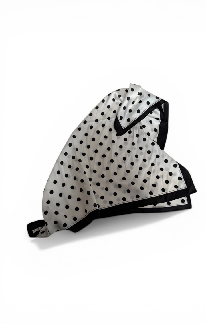 Square Pattern Scarf | Black Polka Dot