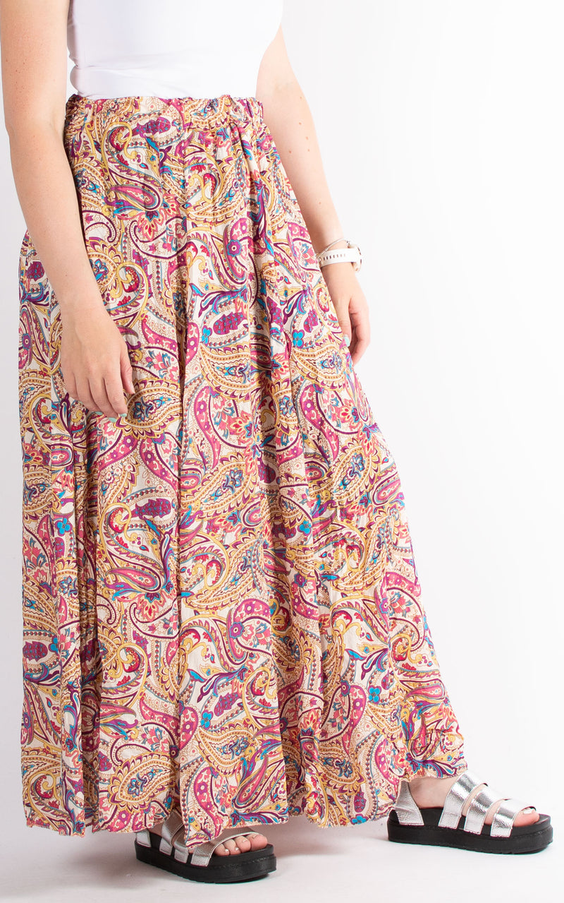 Paisley Print Skirt | Beige