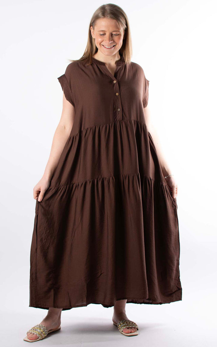 Palma Button Maxi Dress | Chocolate