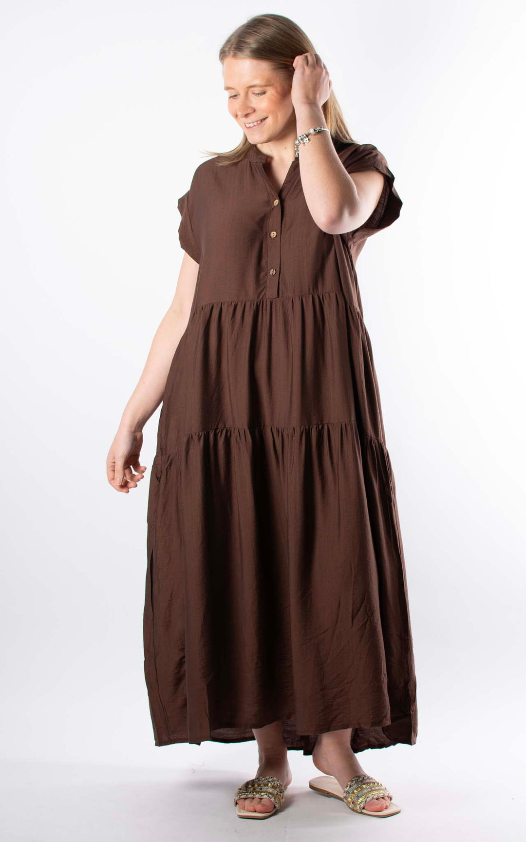 Palma Button Maxi Dress | Chocolate