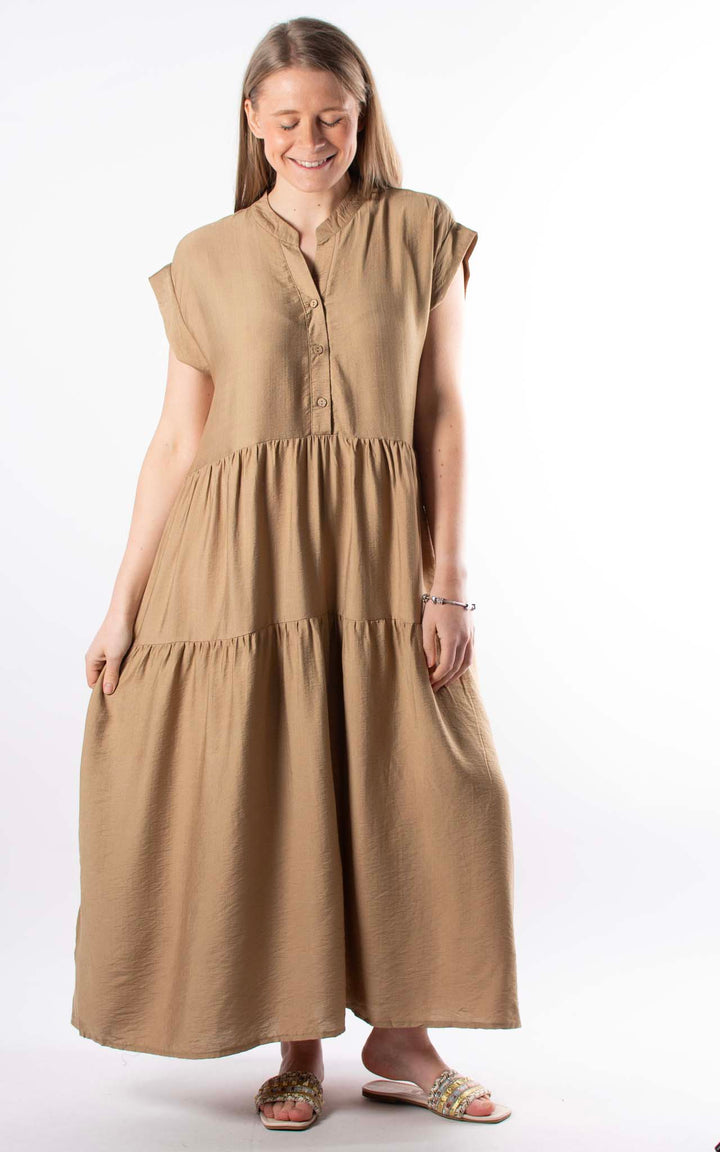 Palma Button Maxi Dress | Gold