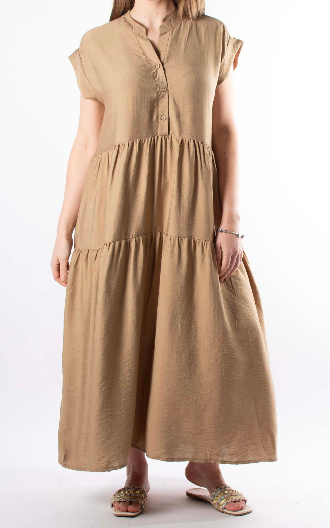 Palma Button Maxi Dress | Gold