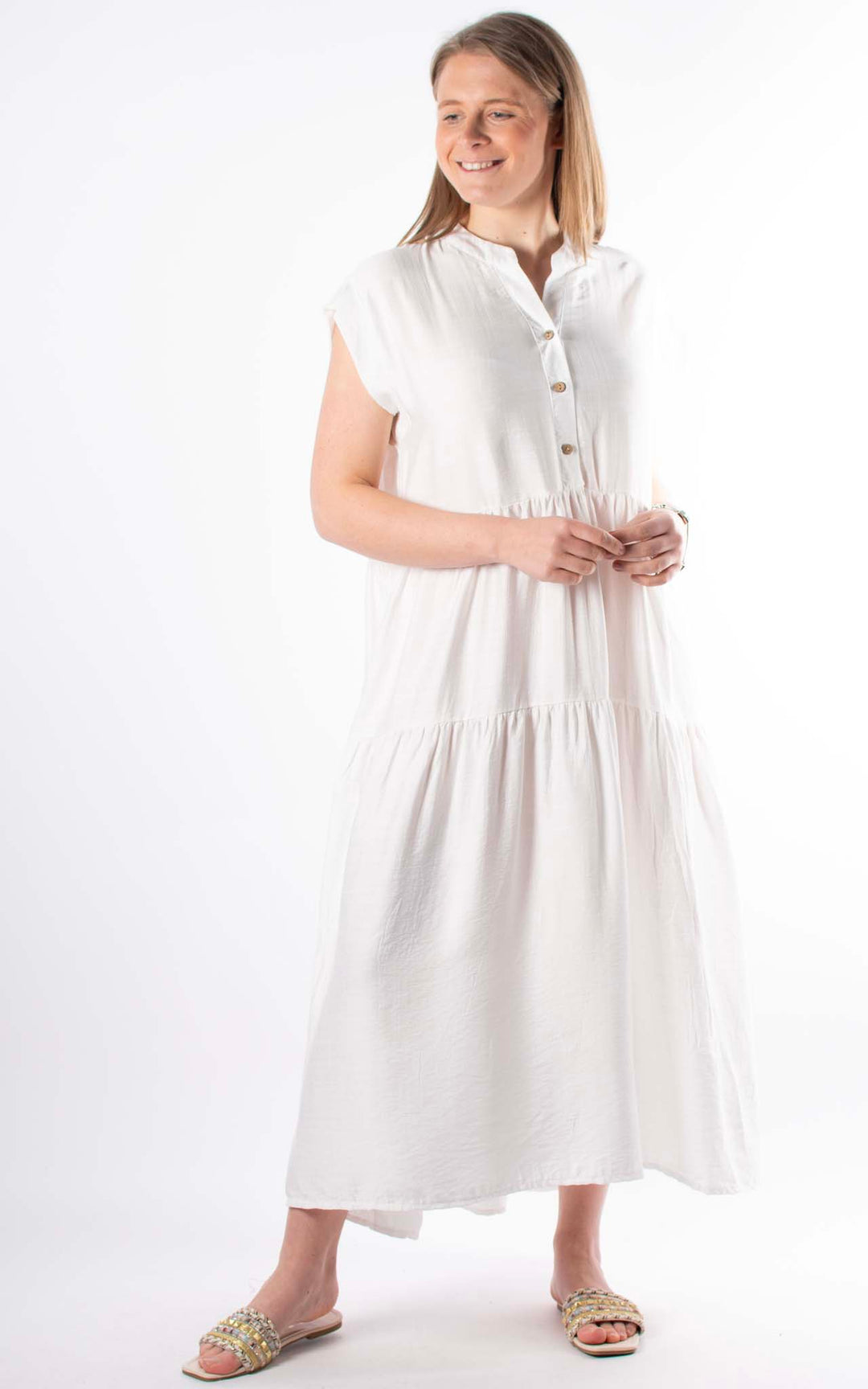 Palma Button Maxi Dress | Ivory