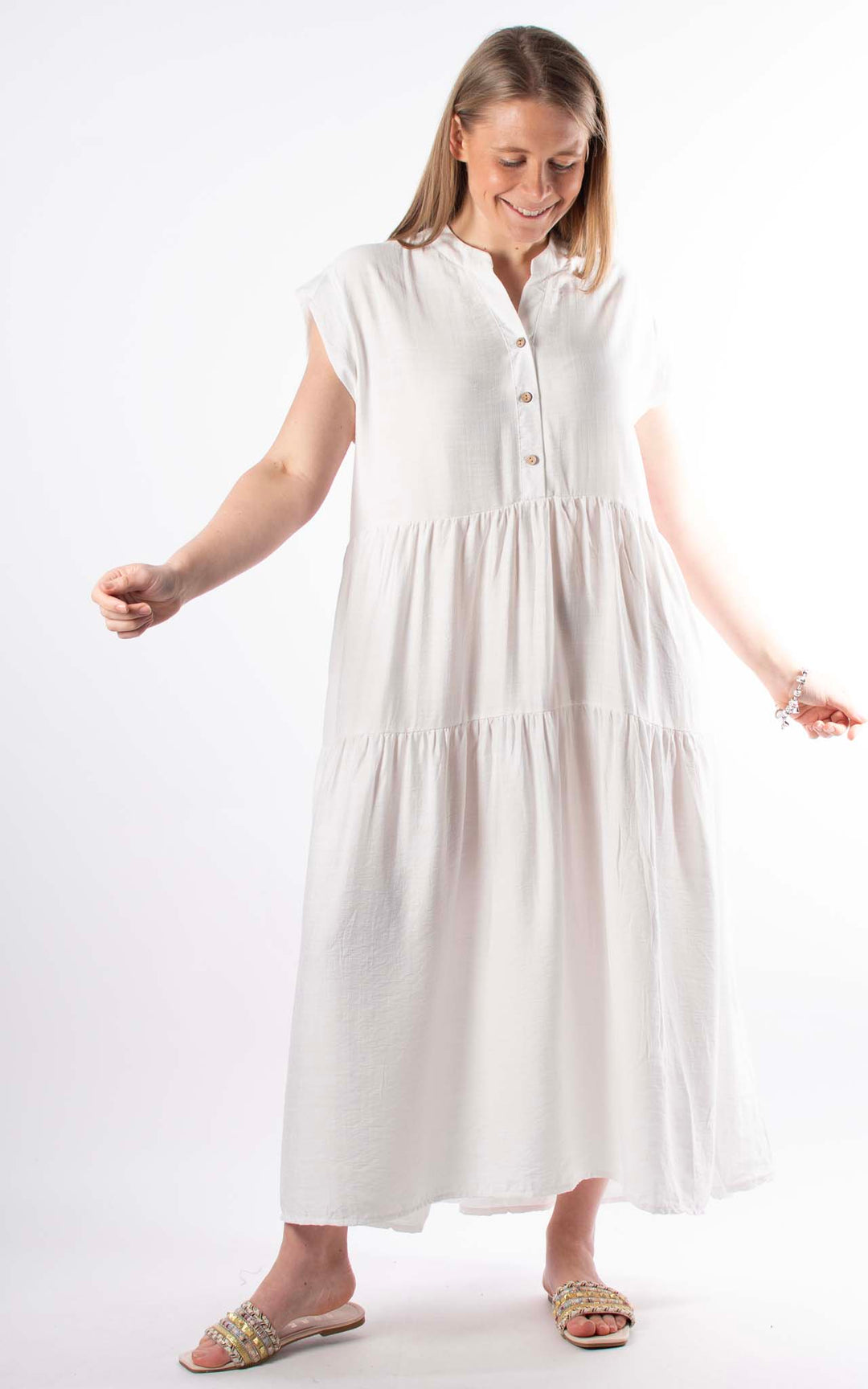 Palma Button Maxi Dress | Ivory